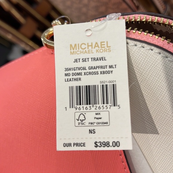 Michael Kors Jet Set Travel Medium Logo Dome Crossbody Grapefruit Multi Color - Picture 10 of 13
